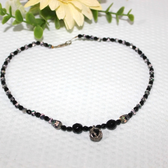 Women's H/M Black & Black/Pink Beaded Necklace - Picture 1 of 16
